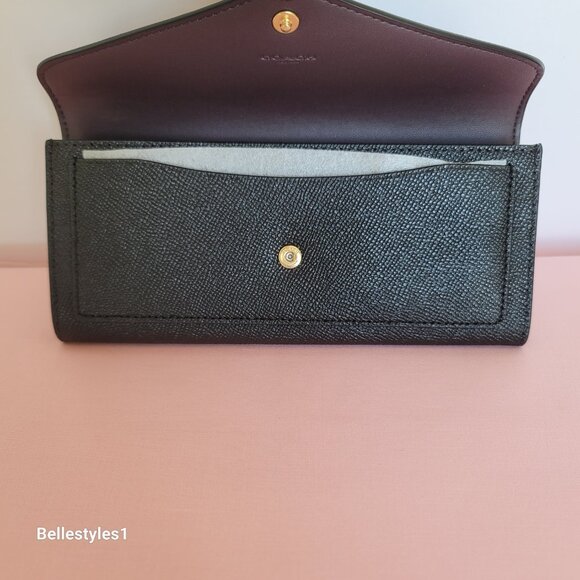 COACH Wyn Envelope Crossgrain Leather Wallet- Black color - Picture 12 of 16